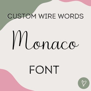 Custom wire words in Monaco font. Standard size. Bespoke, handmade personalised words or phrases, gift, wall art,, nursery, house decor.