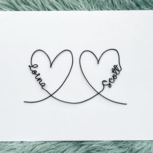 Custom Wire Words | Personalised Double Heart | Bespoke Wall Words | Wire Wall Art | Wall Quotes & Sayings