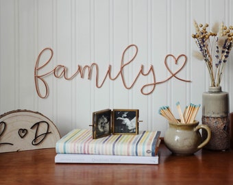 Wire Wall Art | 'Family' Metal Sign, Custom Wall Decor