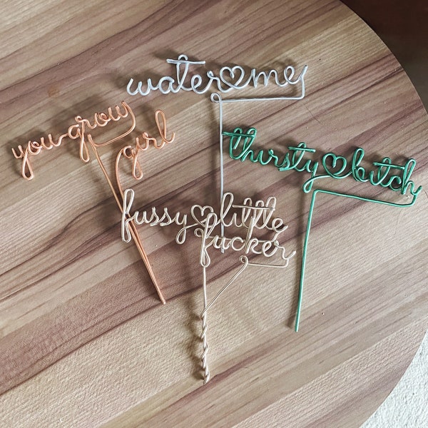Wire plant marker, Gardeners gift, Industrial chic, Sassy signs, Funny garden maker, Housewarming gift,