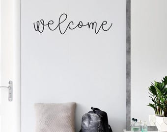 Wire 'Welcome' Wall Art: Handmade Aluminum Wall Decor
