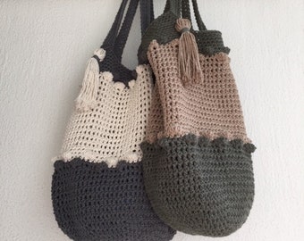 Häkelanleitung Tasche / Häkeltasche Pompons / Strandtasche POMPOM (Anleitung auf Englisch und Niederländisch)