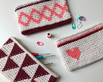 Crochet pattern pouch / pencil case / 3 patterns / 3 TIMES TAPESTRY (pattern in English and Dutch)