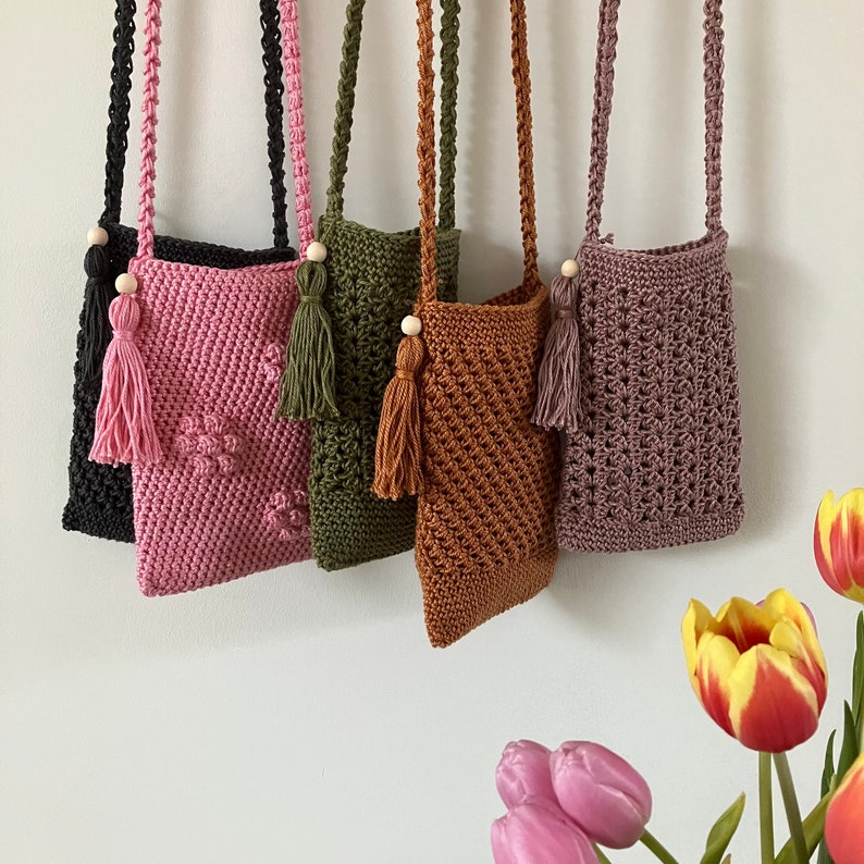 Crochet pattern bag / phone bag / small phone case TRIO pattern in English and Dutch image 3