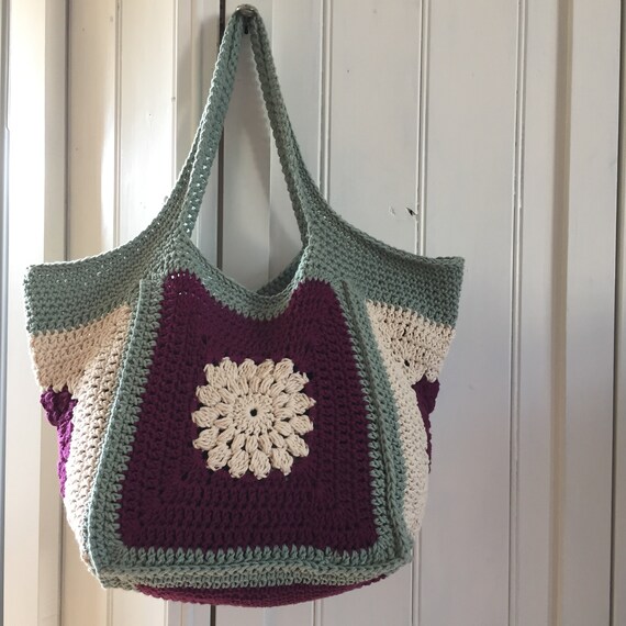 Haakpatroon tas strandtas granny square tas LYKKE patroon in Nederlands Etsy Nederland