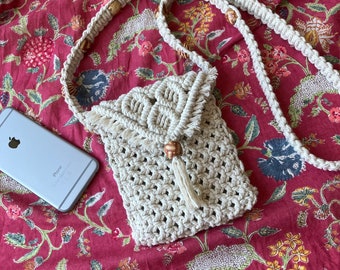 Sac de téléphone Boho en macramé LOKI (motif macramé en néerlandais)