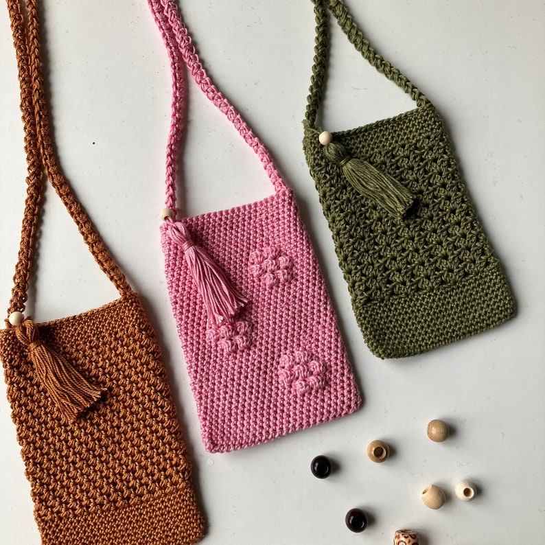 Crochet pattern bag / phone bag / small phone case TRIO pattern in English and Dutch image 7