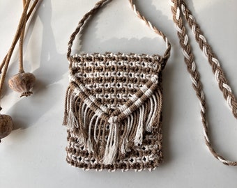 Boho macrame telefoon tasje HAZEL (macrame patroon in Nederlands)