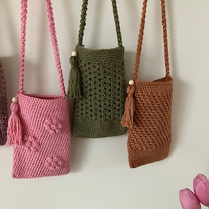 Crochet pattern bag / phone bag / small phone case TRIO (pattern in English and Dutch)