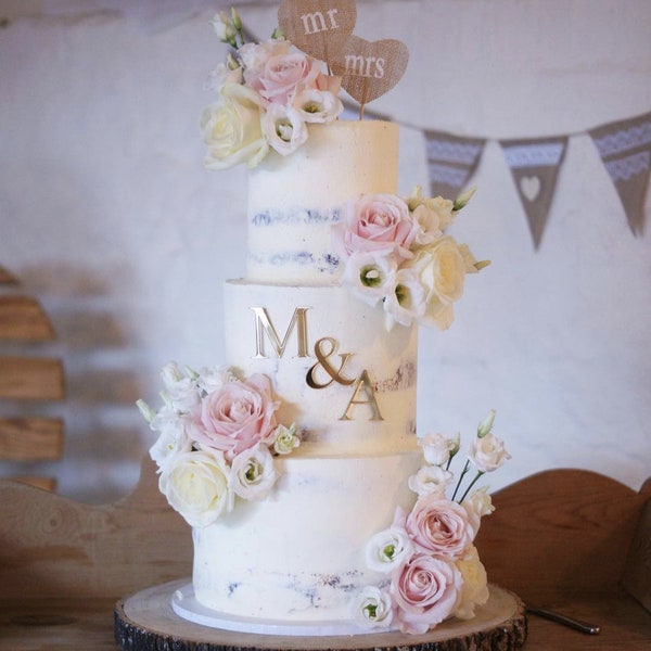 de gâteau initiale personnalisée | Charm acrylique personnalisé | Mariage | Fiancés | Vendeur britannique