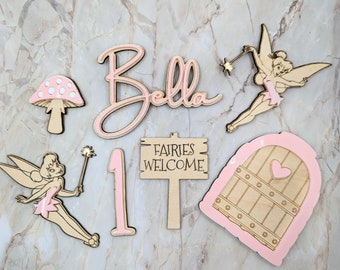 Fairy Magical Wooden Acrylic Cake Set | Personalised Cake Set | Number Age Cake Set | Wooden Cake Topper | Acrylic Cake Topper | UK Seller