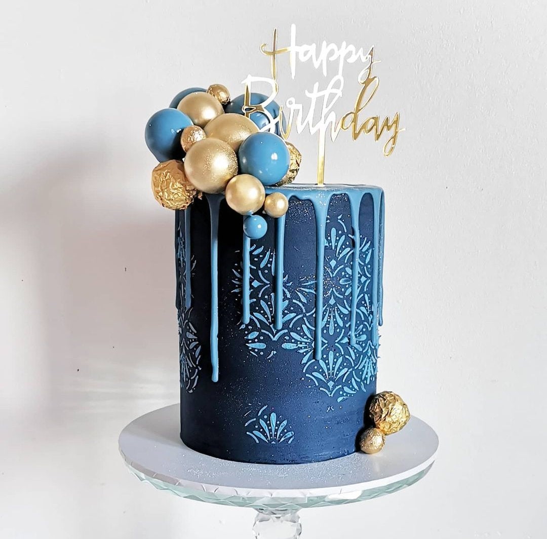 Topper en acrylique à Fleurs - Happy Birthday avec Coeur - Or - Déco de  Gâteaux/Topper - O'SugarArt
