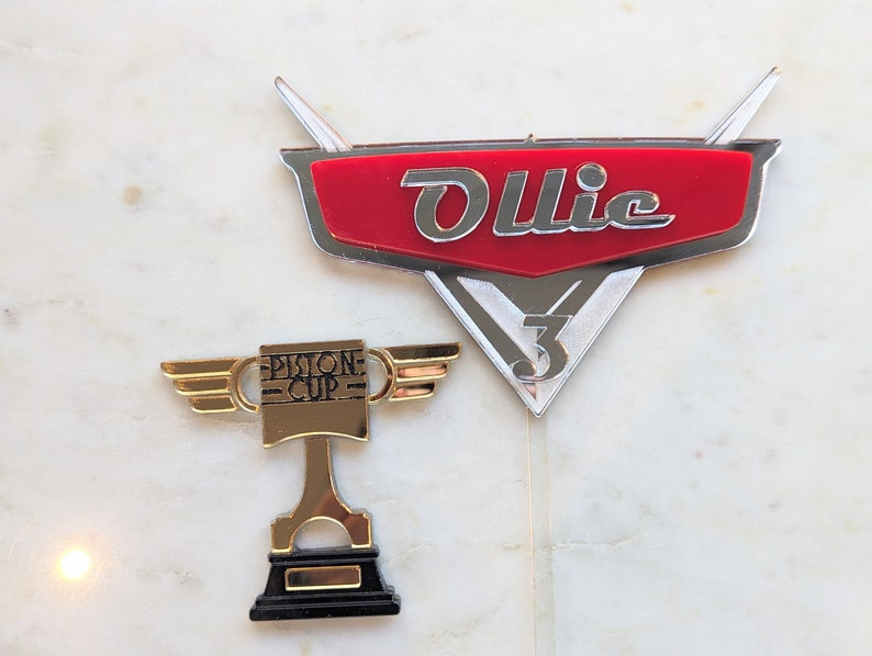 Personalised Cars Cake Topper Cars Cake Charm Piston Cup Cake Charm Name Number UK Seller Etsy