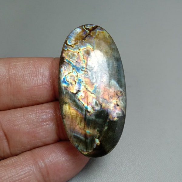 Spectrolite Cabochon -  Finland Spectrolite - Black Labradorite Stone - Natural Spectrolite Oval Shape 83.00ct  48x24x7mm