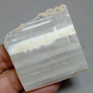 Natural White Banded Agate Slab - 167.00 ct, 52x49x6mm