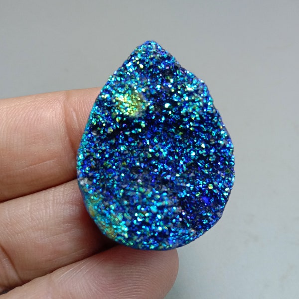 Titanium Drusy - Lots of Sparkling Crystals - Titanium Coated Drusy Stone - Rainbow Druzy  73.00ct.  36x28x8mm