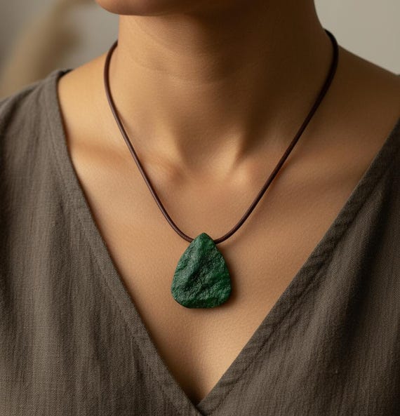Natural Aventurine Pendant Raw Green Druzy Crystal Necklace