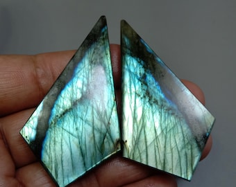Polished Labradorite Slab Pair: Natural Lapidary Gemstone (65x35x6.5mm)