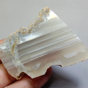 Natural White Banded Agate Slab - 194.00 Carat, 65x45x6mm