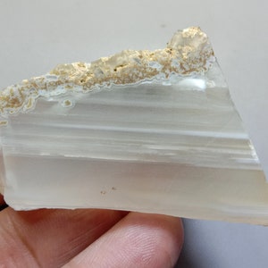 Natural White Banded Agate Slab - 150.00 ct, 52x33x7mm