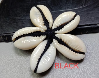 Handmade Cowrie Shell Flowers with Yarn – Natural Seashell Flowers for Jewelry & Crafts – 7 Colors Available