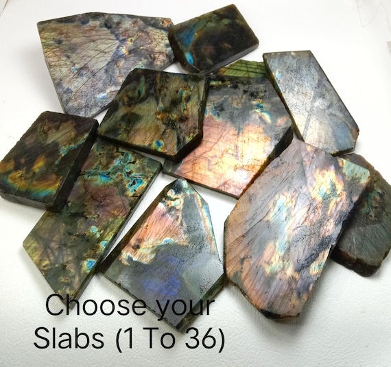 Spectrolite Gemstone Slab – Iridescent Color Flash, Lapidary Supplies for Jewelry & Art (Choose 1-46)