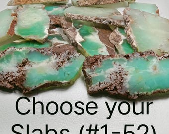 Natuurlijke chrysopraasplaat (#1–56) – Australian Green Healing Crystal Slice voor sieraden, lapidaire plaat