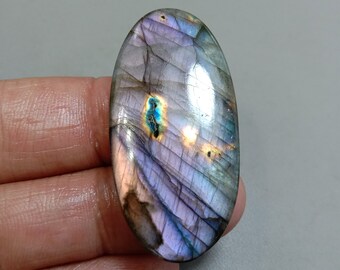 Labradorite Cabochon - Natural Flashy crystal - Blue - Purpel - Multi Purpel flash  Oval shape  63.00ct  44x22x6mm