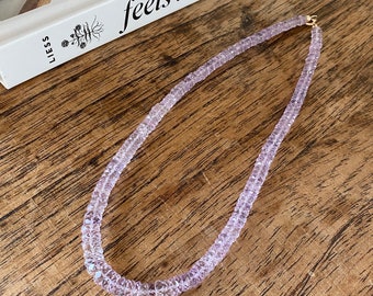 Pink Amethyst Crystal Beaded Necklace