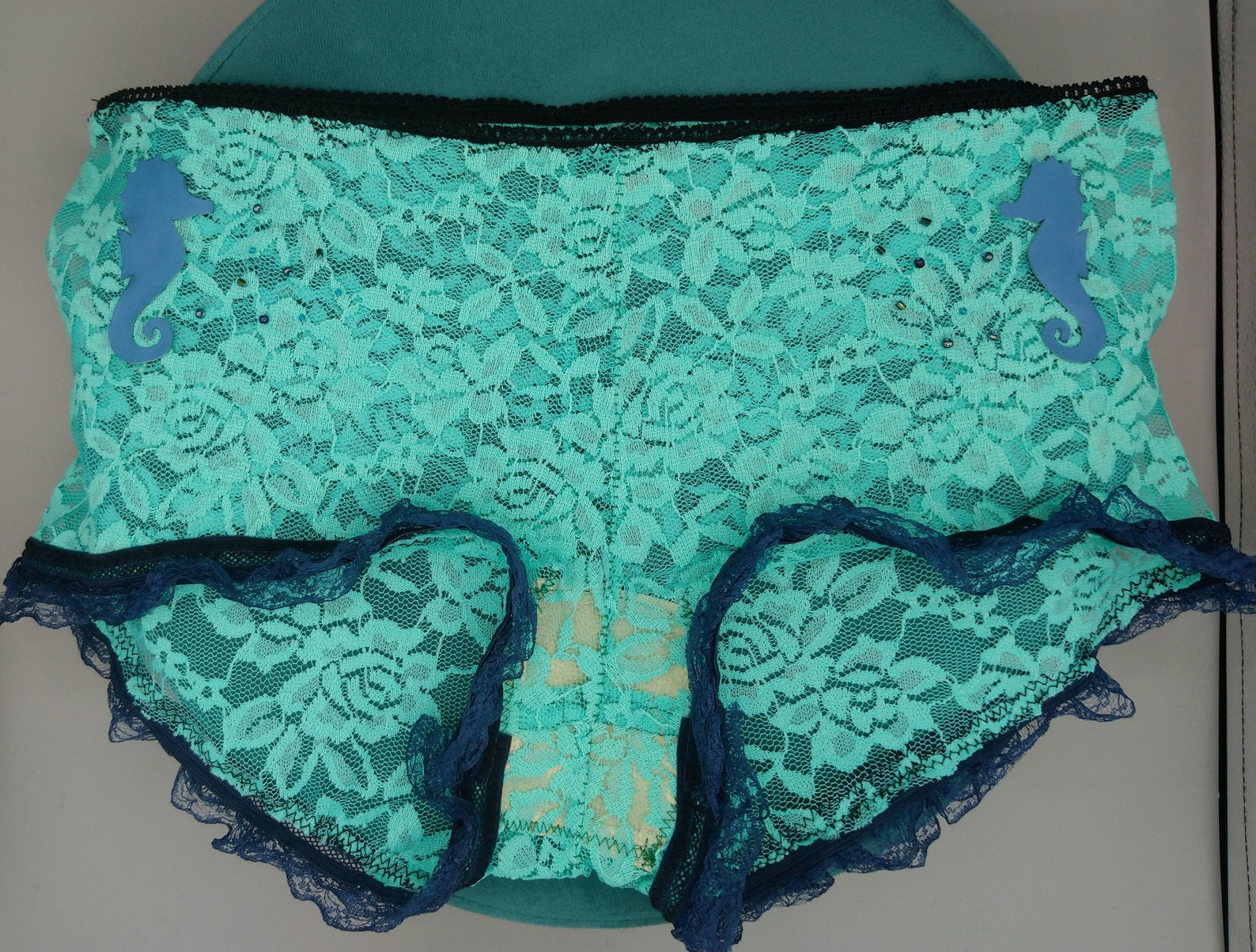 Seahorse Panties Green Lace Panties With Seahorses Gift for Etsy