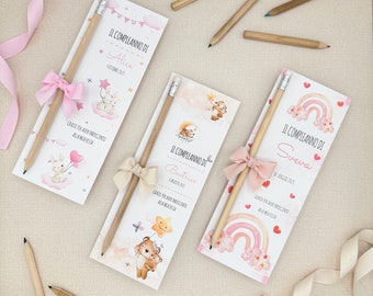 Pencil Bookmark for Girl's Birthday, Baptism, Communion, Confirmation, Party Favor for Girl, Gift for Children, Placeholder