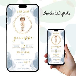 Invito digitale Cresima, bambino, Invito Sacramento, Festa, Invito Whatsapp