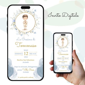 Invito digitale Cresima, bambino, Invito Sacramento, Festa, Invito Whatsapp
