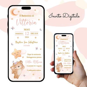 Invito digitale Battesimo, bimba, Nascita, Invito Sacramento, Festa, Invito Whatsapp