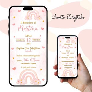 Invito digitale Battesimo, bimba, Nascita, Invito Sacramento, Festa, Invito Whatsapp