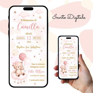 Invito digitale Battesimo, bimba, Nascita, Invito Sacramento, Festa, Invito Whatsapp