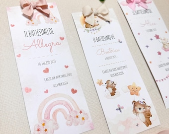 Bookmark with Bow for Baby Girl's Baptism, Baby Girl's Party Place Card, Gift for Children, Event Place Card