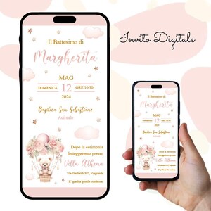 Invito digitale Battesimo, bimba, Nascita, Invito Sacramento, Festa, Invito Whatsapp