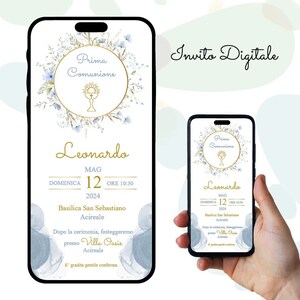Invito digitale Prima Comunione, bambino, Invito Sacramento, Festa, Invito Whatsapp, simbolo sacro
