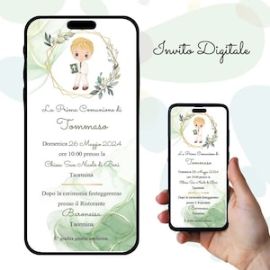 Invito digitale Prima Comunione, Cresima, bambino, Invito Sacramento, Festa, Invito Whatsapp