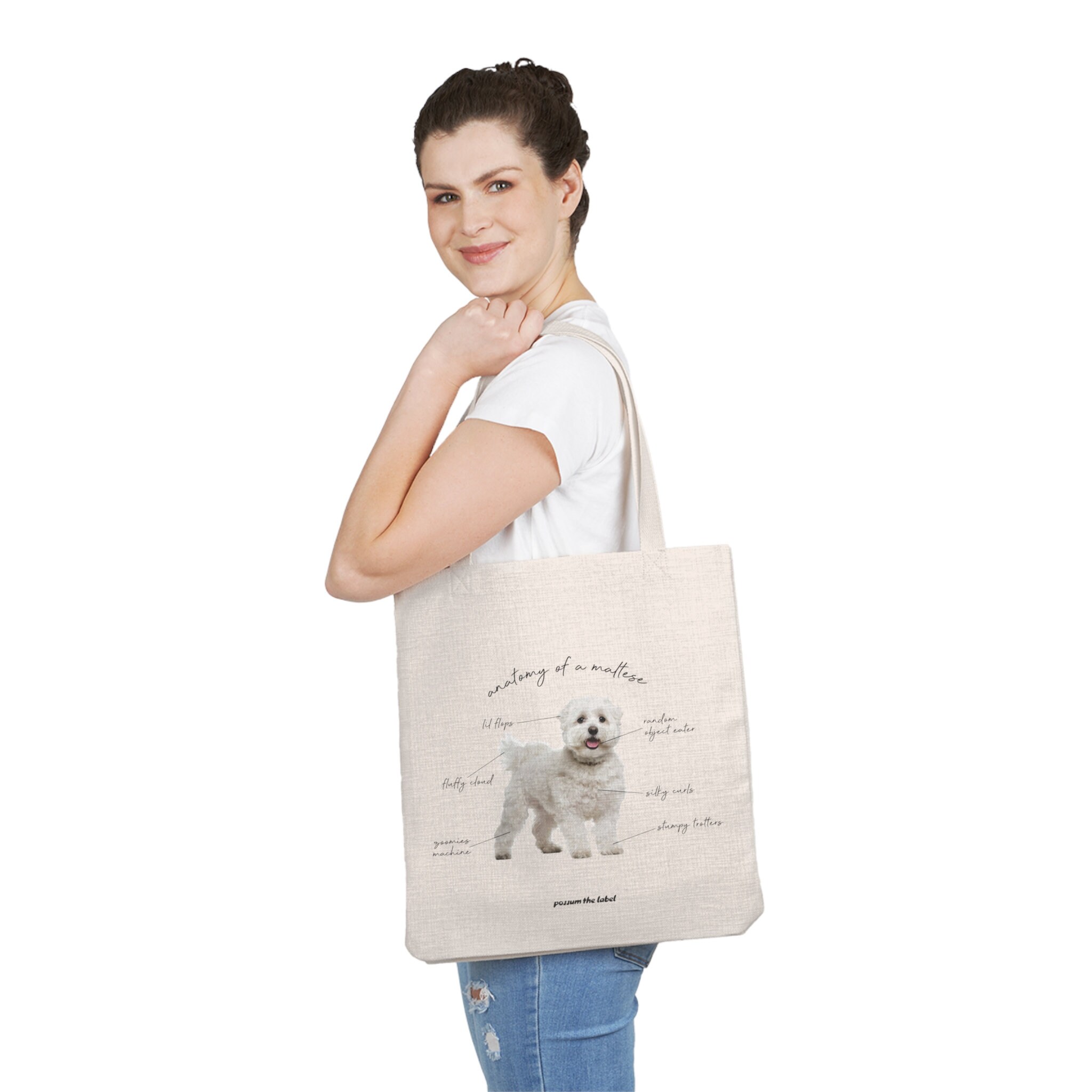 CafePress Birches/Maltese Tote Bag - Natural Canvas Reusable Shopping Bag (Choose Small Or Medium)