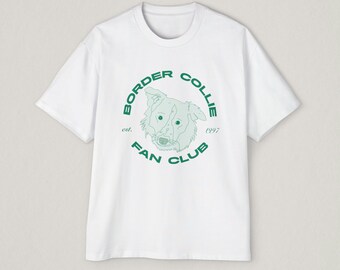 Border Collie Fan Club Oversized Heavy Cotton Tee | Made For Dog Lovers