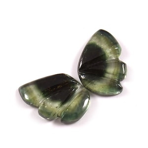 Bio Tourmaline Butterfly Hand Carved loose Gemstone Natural Tourmaline - 1 Pair - Size 10x7mm - 2.20Carat