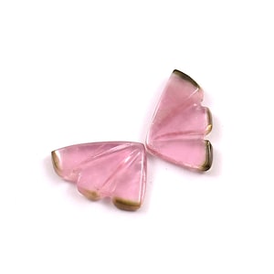 Bio Tourmaline Butterfly - Carved Tourmaline Butterfly - Natural Tourmaline Gemstone 1 Pair -Size 11x7mm - 1.70 Carat