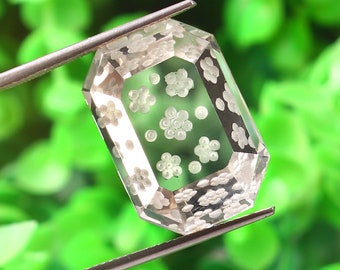 Natural Crystal Fantasy Cut - Crystal Carving Gemstone Fantasy Cut For pendant Crystal Gemstone Size - 21x15x8mm - 23 Carat