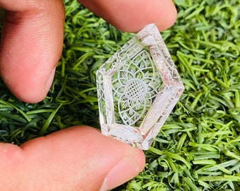 Natural Crystal fantasy cut gemstone Crystal fantasy Carving - fancy Carving Gemstone  jewellery pendant Size  28x20mm - 33.20Carat