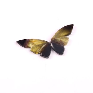 Bio Tourmaline Butterfly - Carved Tourmaline Butterfly - Natural Tourmaline Carved Stone - Tourmaline Pair - - Size 14x6mm- 2.10 Carat