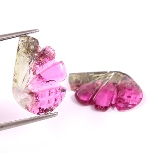 Bio Tourmaline Butterfly - Carved Tourmaline Butterfly - Natural Tourmaline Carved Stone - Loose Tourmaline Pair - Carved Bio Tourmaline