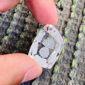 Niesamowity naturalny kryształ o fantazyjnym szlifie - kryształ kwarcowy o fantazyjnym szlifie - fantastyczny szlif Rozmiar rzeźby - 24 x 16 mm - 29,50 karatów