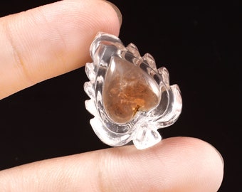 Natural Crystal quartz And Tourmaline Heart Carving - tourmaline heart Carved - Crystal quartz Carved - Gemstone - 28x19mm - 45.80 Carat